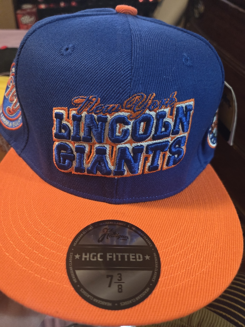 New York Lincoln Giants Fitted Cap in Royal Blue and Orange